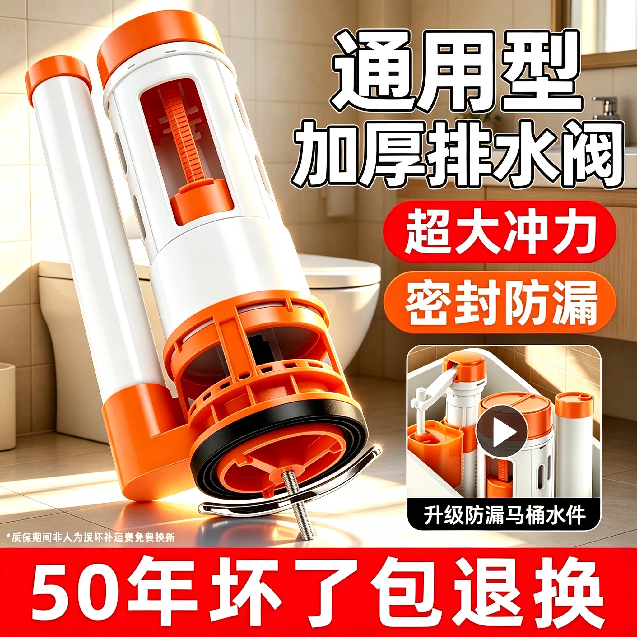 马桶水箱通用进排水阀配件图片