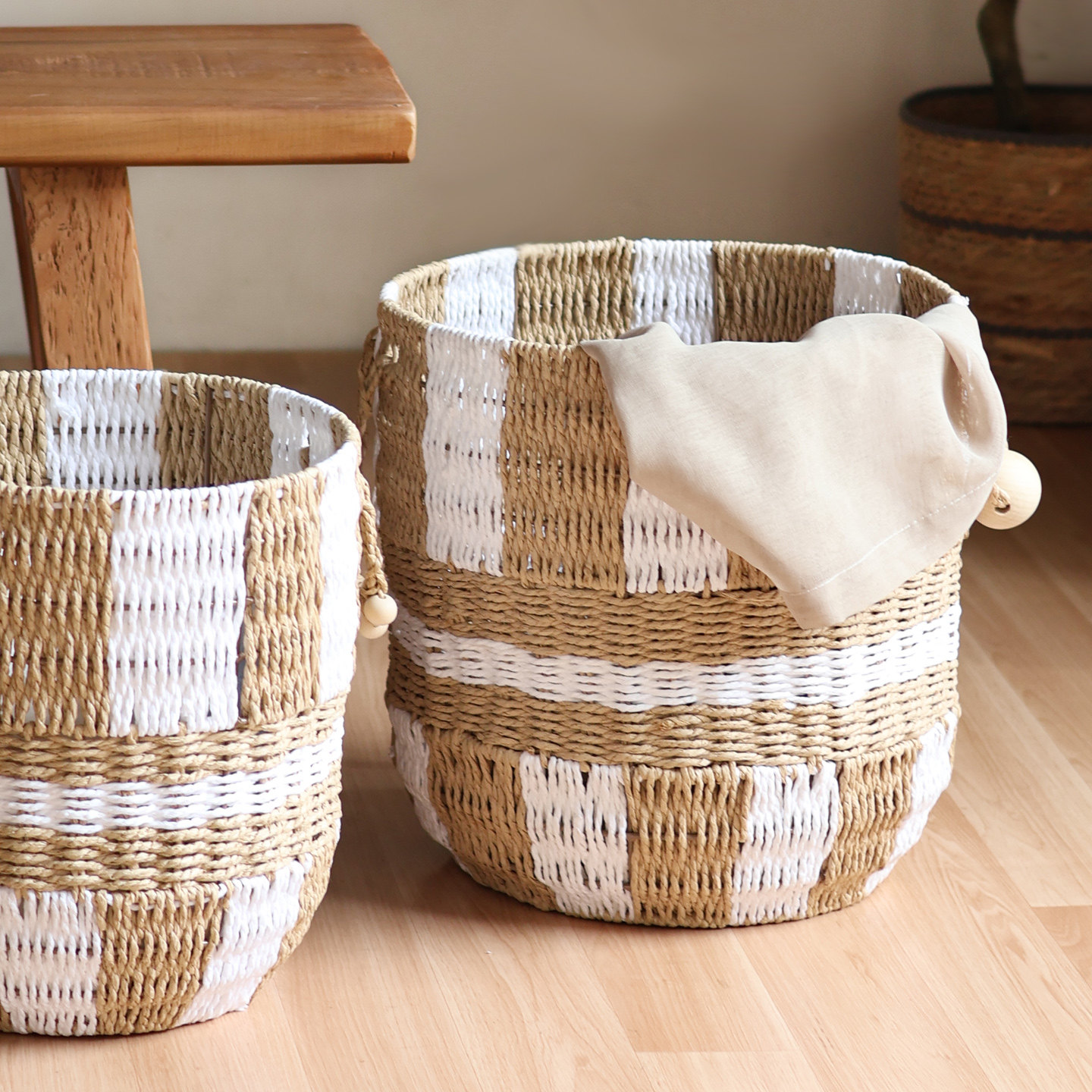 日式编织脏衣篮家用收纳筐仿藤编杂物整理篮储物桶卧室衣物收纳桶,收纳整理,脏衣篮,淘宝优惠券,粉丝福利购,淘宝优惠卷