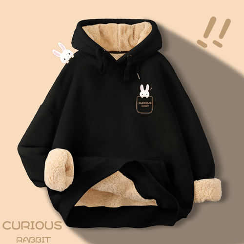 一体羊羔绒东北穿黑色连