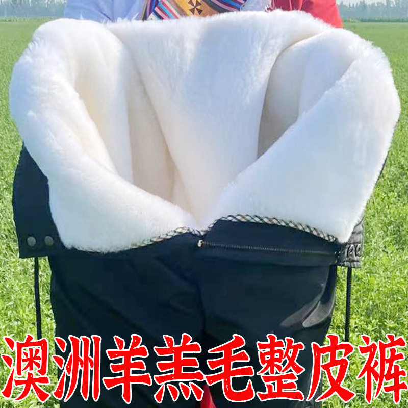 冬季羊皮毛一体裤子男中老年加厚羊毛棉裤皮防寒保暖高腰羊皮裤