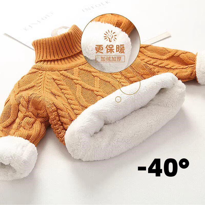 儿童加绒加厚毛衣高领男