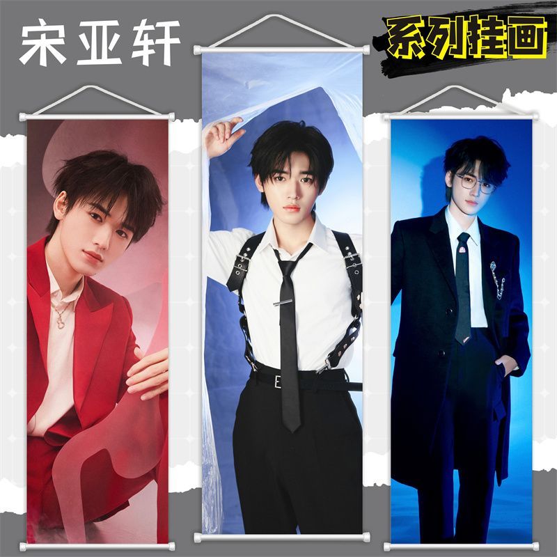 宋亚轩竖长挂画挂画装饰画客厅创意布艺卷轴挂画支持来图 DIY图片