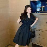 Small black dress is thin and temperament puff sleeve French shirt skirt 2022 black Hepburn dress spring and summer women
