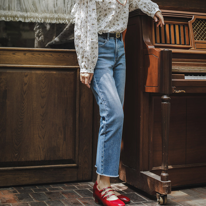 直筒九分牛仔裤2022法式
