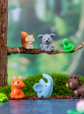苔藓微景观创意可爱小动物青蛙小黄鸭子公仔装饰品微缩迷你小摆件