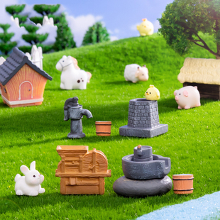 微景观复古怀旧石磨鼓风机压水机农作工具 DIY装饰品园艺造景摆件