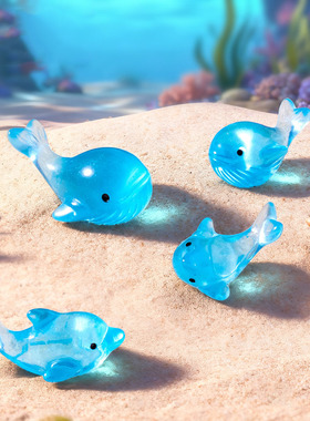 微景观简约现代创意可爱鲸鱼海豚水族造景 DIY装饰品迷你树脂摆件