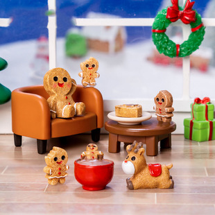 跨境外贸微景观创意圣诞节姜饼人造雪景 DIY装饰品桌面迷你小摆件