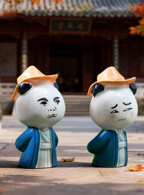 微景观树脂工艺品创意虾仁熊猫搞怪表情包萌粒 DIY装饰品迷你摆件