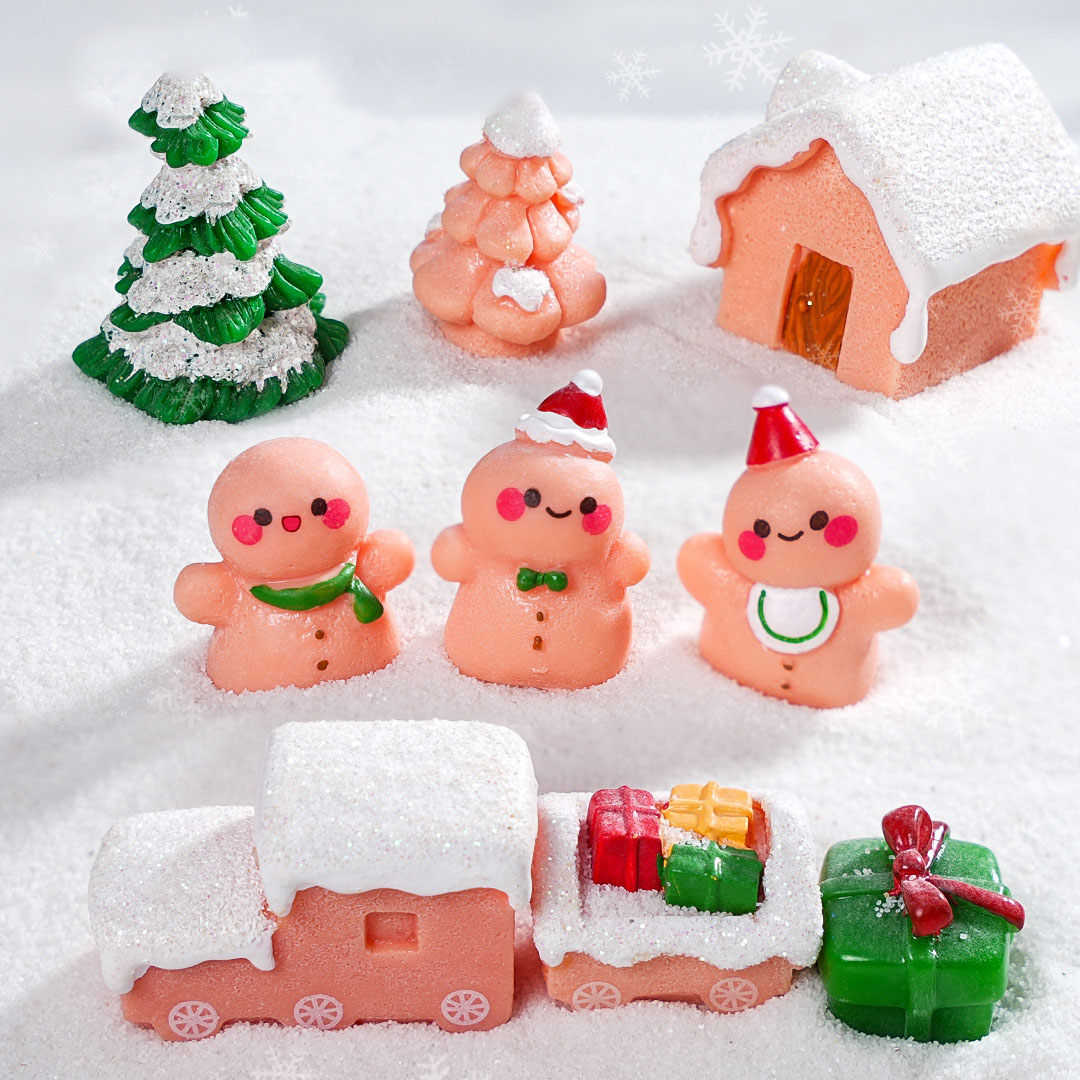 跨境微景观创意圣诞姜饼人公仔节日造景 DIY装饰品迷你树脂小摆件