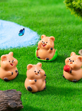 微景观简约可爱呆萌矮袋鼠宝宝萌粒园艺造景DY装饰品迷你树脂摆件