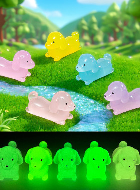 微景观简约创意夜光腊肠小狗萌粒公仔DIY装饰品迷你桌面树脂摆件