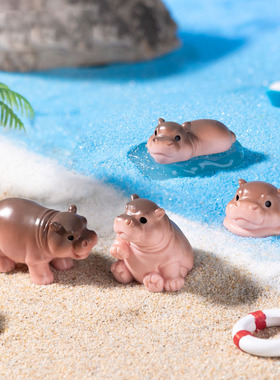 跨境新品微景观树脂工艺品创意胖胖倭河马公仔 DIY装饰品迷你摆件