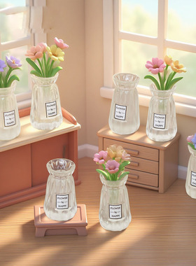 微景观创意简约透色插花瓶娃娃屋 DIY装饰品迷你桌面树脂小摆件