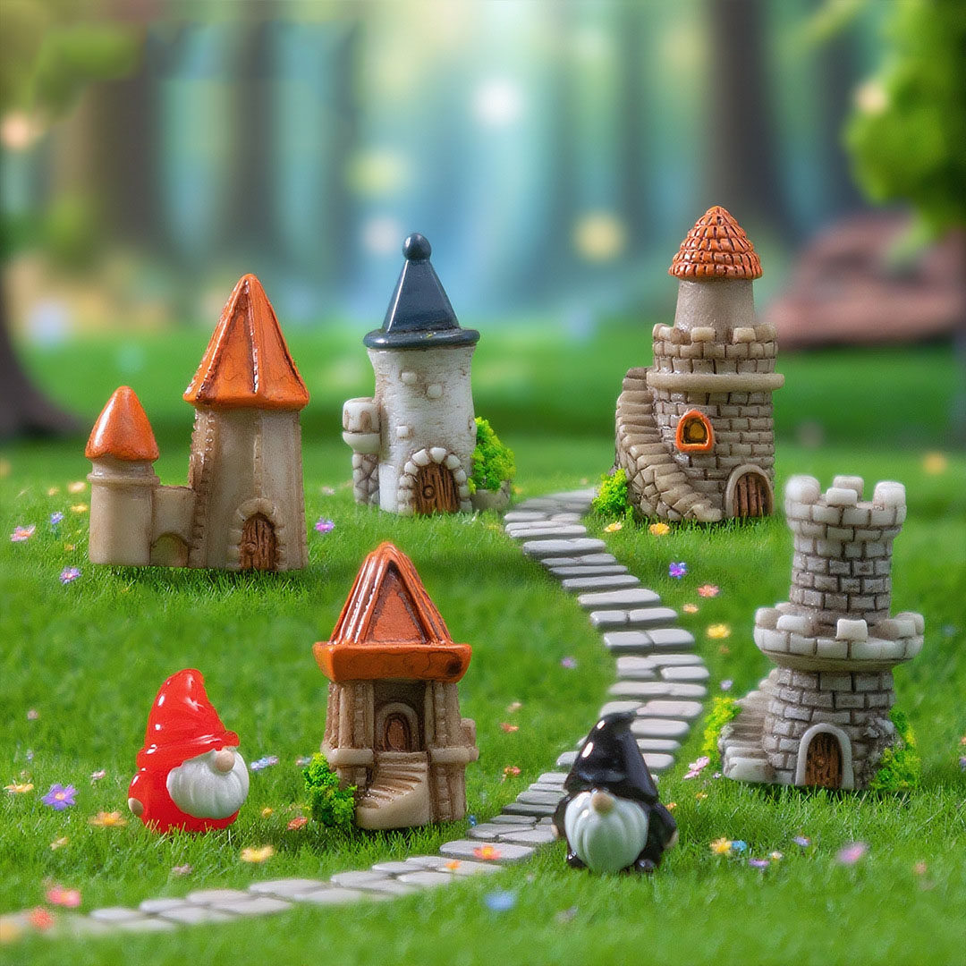 跨境新品微景观简约创意复古小城堡房子 DIY装饰品迷你树脂小摆件