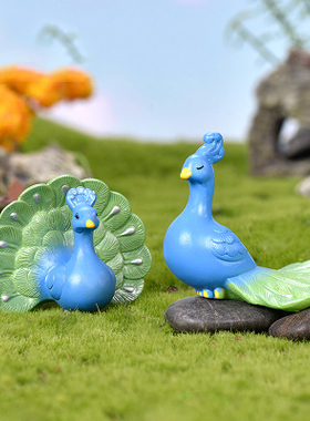 微景观可爱风孔雀盆栽树脂工艺品