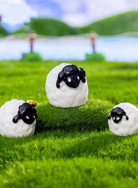 外贸新品苔藓微景观小羊一家DIY园艺造景装饰品挂件树脂迷你摆件