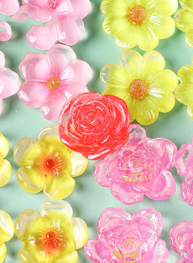 微景观创意平面花朵雏菊荷花奶油胶 DIY手机壳装饰冰箱贴发夹配件