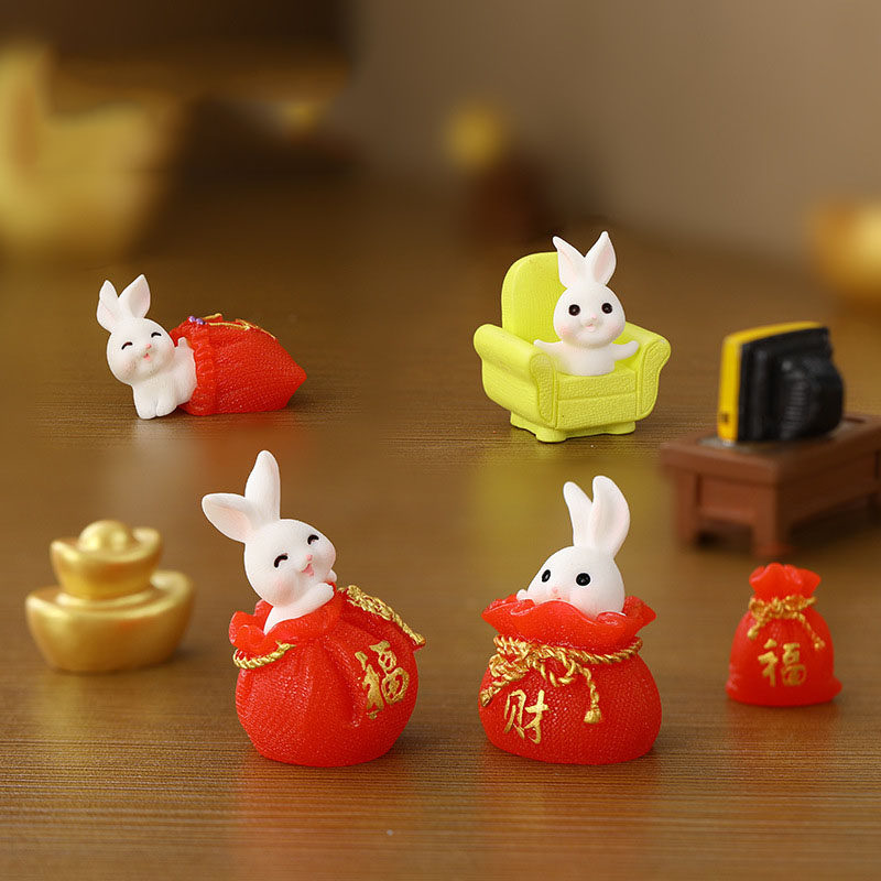 微景观树脂工艺品创意可爱新年福袋小兔子娃屋 DIY装饰品迷你摆件,家居饰品,装饰摆件,淘宝优惠券,粉丝福利购,淘宝优惠卷