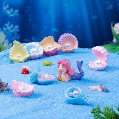 微景观简约创意海洋珍珠贝壳鱼缸水族造景 DIY装饰品迷你树脂摆件