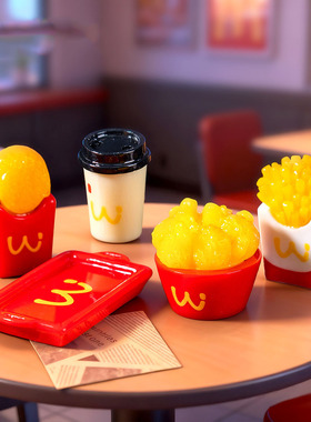 微景观简约现代创意写实炸鸡薯饼仿真食玩 DIY装饰品迷你树脂摆件