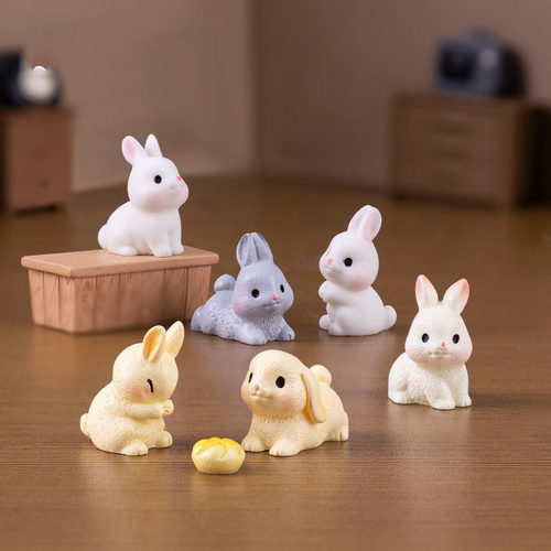 微景观创意可爱小兔子公仔娃娃屋 DIY装饰品迷你微缩树脂小摆件