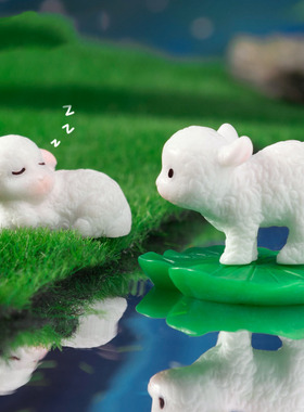 跨境苔藓微景观树脂工艺品可爱小羊羔动物公仔 DIY装饰品迷你摆件