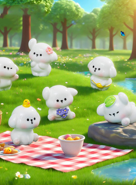 微景观创意可爱春夏小狗萌粒公仔 DIY装饰品迷你车载桌面小摆件