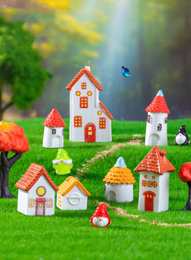微景观树脂工艺品创意欧式复古乡村小房子园艺造景 DIY装饰品摆件