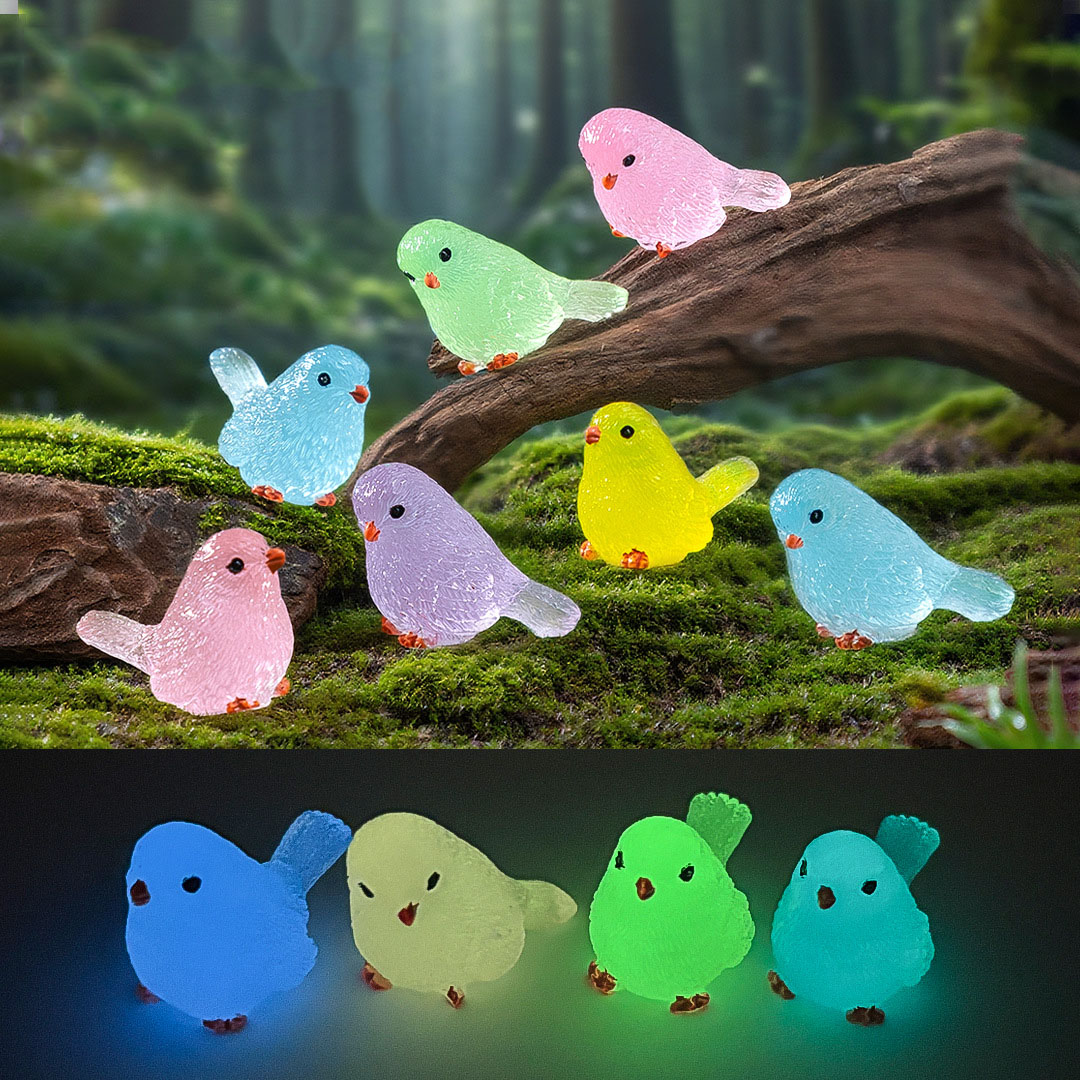 跨境微景观卡通可爱夜光小鸟园艺造景 DIY装饰品迷你树脂小摆件