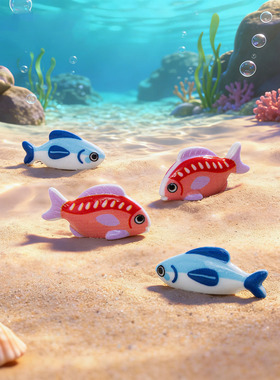 微景观简约创意卡通秋刀鱼鱼缸造景 DIY装饰品迷你桌面树脂小摆件