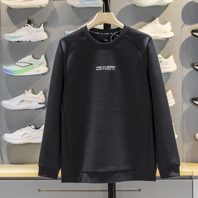 李宁男子圆领针织无帽上衣