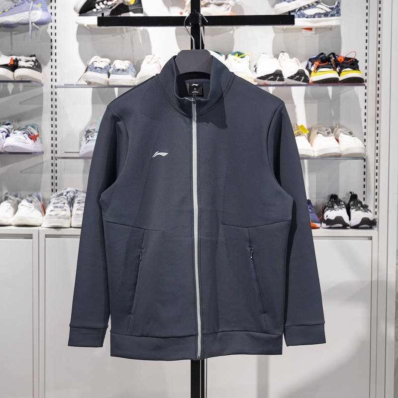 李宁男子立领开衫无帽卫衣