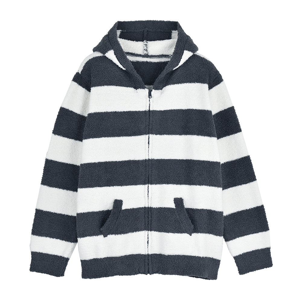 无印直供！日式毛毛纱发热家居服秋冬季连帽开衫加厚保暖毛绒睡衣