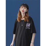 1404-2-T068-P28男女字母印花宽松T恤圆领落肩短袖，商品下架区，星座1404-1