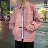 1404-1-22472-p55皮夹克新款百分百聚酯纤维港风外套，男装夹克，星座1404-1