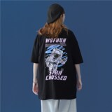 1404-2-T068-P28男女字母印花宽松T恤圆领落肩短袖，商品下架区，星座1404-1