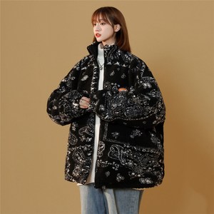 男女两面穿J加厚羊羔毛新款港风棉衣1004-2-s627-P100服图片