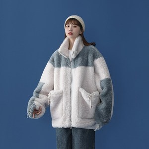 1404-1-m617-P85高档女生J加厚棉衣新款港风款羊剪毛图片