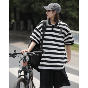 休闲男女装新品精品 港风 中性 条纹 短袖1404-2-9141-p45图片