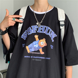 1404-2-t073-p33男女款新港风印花日系短袖纯棉夏天体恤潮，男装T恤，星座1404-3