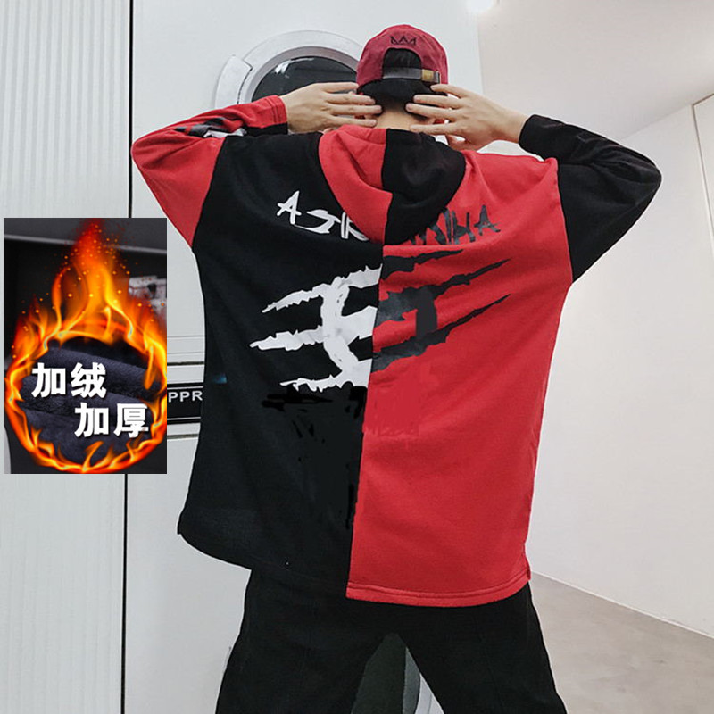 男款秋冬情侣拼色加绒新款潮卫衣拼色714-3-WY09G图片