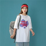 1404-2-T059-P35款短袖女夏季中性風(fēng)牌港風(fēng)t恤上衣，女裝T恤，星座1404-3