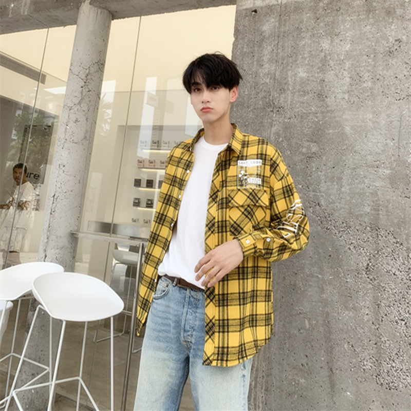 男女格子宽松情侣衬衫714-3-C19-C19短袖批bxb图片