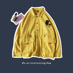 1404-S607-P80男女外套纯棉毛边新款情侣港风日系夹克情侣nD图片