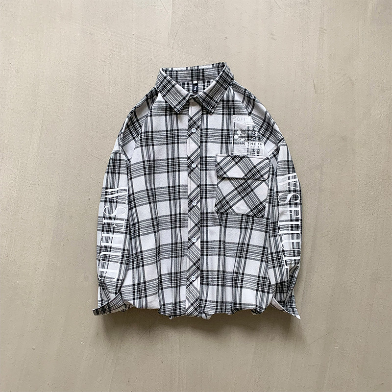 男格子宽松精品情侣衬衫男1702-C19-C19短袖批mH图片