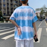 1701-2-t070-男装新款女港风短袖情侣t恤夏季条纹体恤潮好g，男装T恤，星座1404-3