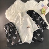夏季男女1404-1-dk05-C33-p75宽松阔裤短裤中裤休闲套装，女装休闲裤，星座1404-3