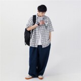 1404-2-C36-P60新款时尚精致潮流宽松短袖衬衫男女同款情侣款K好，男装衬衫，星座1404-3