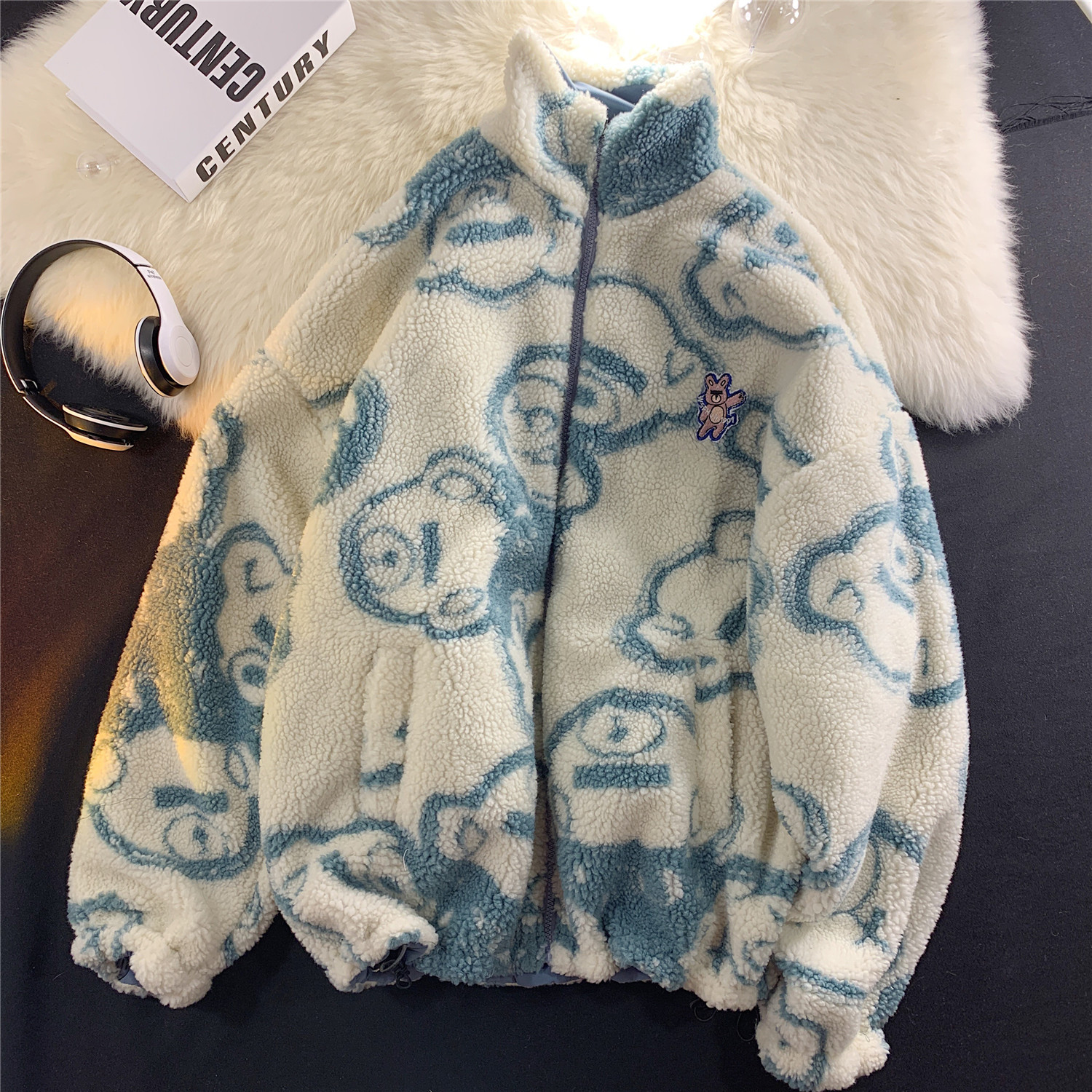 男女两面穿J加厚羊羔毛新款港风棉衣1404-2-m627-P120棉服,男装夹克,星座1404-3